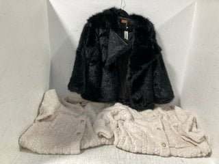 QTY OF ASSORTED HUDDYS CLOTHING ITEMS TO INCLUDE FAUX FUR BLACK JACKET UK SIZE ONE SIZE: LOCATION - B11