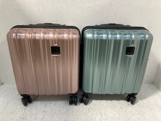 2 X TRIPP RETRO II-UNDERSEAT DW SUITCASE 45CM IN GREEN/PINK: LOCATION - B11