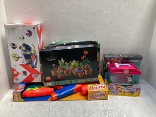 QTY OF ASSORTED CHILDRENS TOYS TO INCLUDE JOHN LEWIS & PARTNERS HELICOPTER 3+ YEARS AND MONSTER HIGH LAGOONA BLUE DOLL IN MESH TEE AND CARGO PANTS INCLUDES PET FISH: LOCATION - A-1