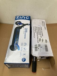 ZINC E4 MAX FOLDING ELECTRIC SCOOTER TO INCLUDE SONIC FOLDING KIDS SCOOTER IN BLUE: LOCATION - A14