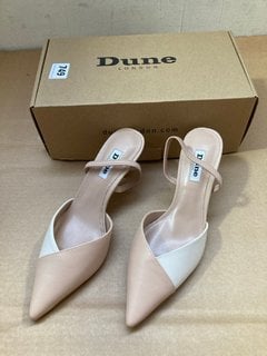 DUNE LONDON WOMENS 625 CUBE BLUSH LEATHER COLOUR BLOCK KITTEN SHOES - UK SIZE: 4: LOCATION - A14