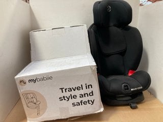 MYBABIE ISIZE SPIN CAR SEAT TO INCLUDE MAXI-COSI KIDS HIGH BACK BOOSTER SEAT IN BLACK: LOCATION - A15