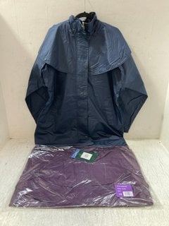 2 X COUNTRY ESTATE WATERPROOF JACKETS IN PURPLE/NAVY BLUE UK SIZE 18: LOCATION - A15