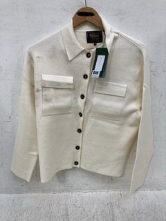 HOLLAND COOPER MARIA KNITTED OVERSHIRT IN NATURAL - SIZE UK SMALL - RRP £119: LOCATION - C15