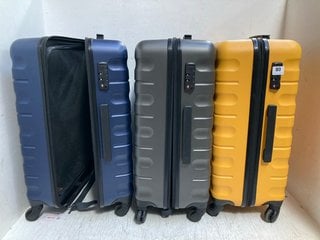 3 X ASSORTED JOHN LEWIS & PARTNERS SUITCASES TO INCLUDE JOHN LEWIS ANYDAY GIRONA 65CM 4-WHEEL MEDIUM SUITCASE IN YELLOW: LOCATION - A0