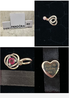 3 X PANDORA JEWELLERY TO INCLUDE MUM TWO TONE WRAPPED HEART CHARM: LOCATION - C15