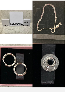 3 X PANDORA JEWELLERY TO INCLUDE PAIR OF CLASP STERLING SILVER HOOP EARRINGS: LOCATION - C15