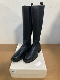 ALL SAINTS MAEVE HIGH LEG BOOTS IN BLACK - SIZE UK 6 - RRP £279: LOCATION - C14