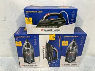 4 X RUSSELL HOBBS POWERSTEAM ULTRA IRONS IN BLACK: LOCATION - C12