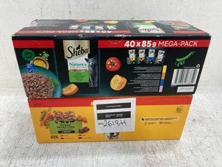 BOX OF SHEBA NATURES COLLECTION 40 X 85G MEGA PACK CAT FOOD SACHETS - BBE 28/5/26 TO ALSO INCLUDE BOX OF PEDIGREE GIANT PACK OF DOG FOOD TINS - BBE 5/9/26: LOCATION - C8