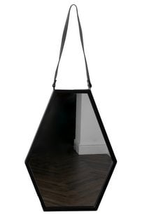 MODERN CONTEMPARY STYLE HEXAGONAL HANGING WALL MIRROR IN BLACK: LOCATION - BR1