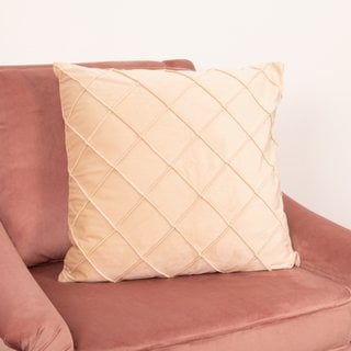 5 X DIAMOND PATTERN BEIGE VELVET CUSHION COVERS - 50X50CM - COMBINED RRP £150: LOCATION - BR1