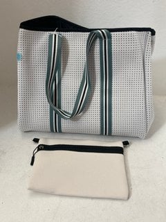 CHUCHKA WHITNEY NEOPRENE TOTE BAG IN WHITE: LOCATION - BR2