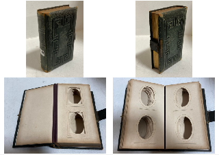 A VICTORIAN PHOTO ALBUM, LEATHER BOUND WITH BRASS CLASP: LOCATION - BR8