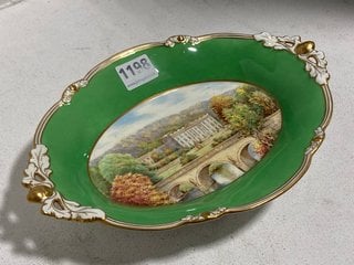 A ROYAL CROWN DERBY PLATE FEATURING CHATSWORTH HOUSE: LOCATION - BR8