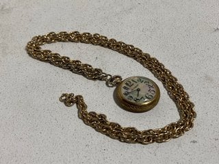 A FOB WATCH AND CHAIN: LOCATION - BR8