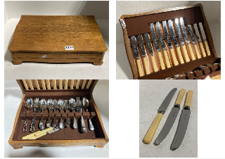 AN OAK CANTEEN OF CUTLERY: LOCATION - BR8