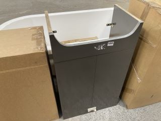 (COLLECTION ONLY) FLOOR STANDING 2 DOOR SEMI RECESSED SINK UNIT IN GREY 500 X 310 X 820MM: LOCATION - C1