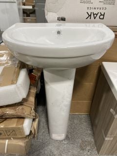 (COLLECTION ONLY) 550MM WIDE 1TH CERAMIC BASIN WITH FULL PEDESTAL - RRP £180: LOCATION - C5