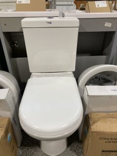 (COLLECTION ONLY) CLOSE COUPLED TOILET WITH CISTERN FITTINGS, CHROME FLUSH TOP BUTTON & SEAT - RRP £305: LOCATION - C5