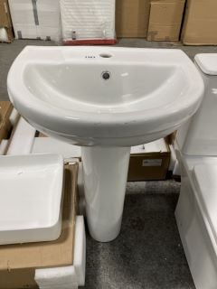 (COLLECTION ONLY) 500MM WIDE 1TH CERAMIC BASIN WITH FULL PEDESTAL - RRP £180: LOCATION - D6