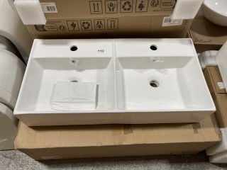 (COLLECTION ONLY) TWIN CERAMIC COUNTER TOP BASIN 825 X 420MM - RRP £360: LOCATION - D6