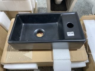 (COLLECTION ONLY) MAT BLACK CERAMIC STH CLOSET BASIN 410 X 225MM - RRP £115: LOCATION - D6