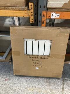 WHITE HORIZONTAL DOUBLE SLIM PANEL RADIATOR 608 X 600MM - RRP £305: LOCATION - RACKING 3