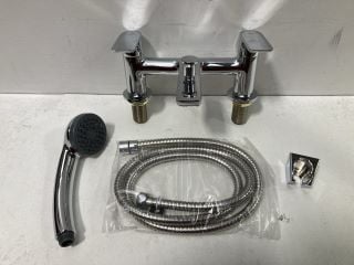 DECK MOUNTED BSM IN CHROME WITH SHOWER HANDSET, HOSE & WALL MOUNTING BRACKET - RRP £365: LOCATION - R1