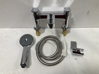 DECK MOUNTED BSM IN CHROME WITH SHOWER HANDSET, HOSE & WALL MOUNTING BRACKET - RRP £395: LOCATION - R1