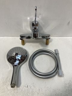 DECK MOUNTED THERMOSTATIC LEVER ACTION BSM IN CHROME WITH MULTI FUNCTION SHOWER HANDSET, HOSE & WALL MOUNTING BRACKET - RRP £535: LOCATION - R1