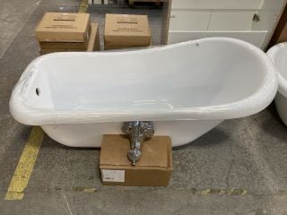 1500 X 700MM TRADITIONAL ROLL TOPPED SINGLE ENDED SLIPPER STYLE BATH WITH A SET OF CHROME CLAW & BALL FEET - RRP £1099: LOCATION - C1