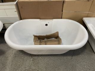 1500 X 800MM TRADITIONAL ROLL TOPPED DOUBLE ENDED FREESTANDING BATH WITH A SET OF CHROME CLAW & BALL FEET - RRP £1109: LOCATION - C1