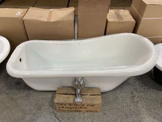 1700 X 720MM TRADITIONAL ROLL TOPPED SINGLE ENDED SLIPPER STYLE BATH WITH A SET OF CHROME DRAGON CLAW FEET - RRP £1299: LOCATION - C1