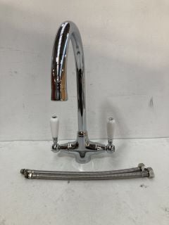 TRADITIONAL LEVER ACTION MONO KITCHEN SINK MIXER TAP IN CHROME WITH SWIVEL SPOUT: LOCATION - RACKING 2