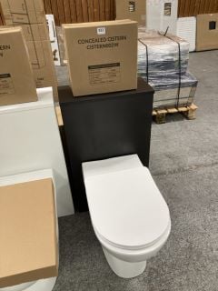 (COLLECTION ONLY) 500 X 230MM TOILET UNIT IN BLACK WITH BTW PAN & SEAT WITH CONCEALED CISTERN FITTING KIT - RRP £780: LOCATION - D3