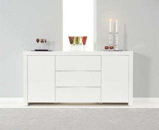 NEWARK/ANNICK 2 DOOR 3 DRAWER WHITE HIGH GLOSS SIDEBOARD - RRP £769: LOCATION - B2