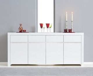 NEWARK/ANNICK 4 DOOR 4 DRAWER WHITE HIGH GLOSS SIDEBOARD - RRP £799: LOCATION - B2