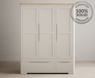 ALBA/CANBERRA/HARPER SOFT WHITE AND OAK TOP PAINTED TRIPLE WARDROBE - RRP £1149: LOCATION - B3