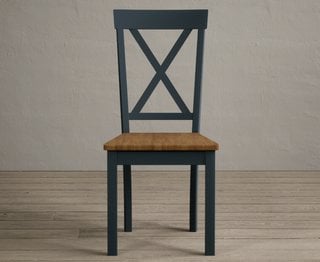 HERTFORD/WHATLEY CHAIR FRAME DARK BLUE - PAIRS - WITH LINEN PADS - RRP £240: LOCATION - B3