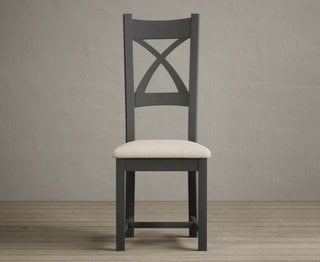 XBACK/CROSSLEY CHAIR FRAME - CHARCOAL PAINTED - PAIRS - WITH CHARCOAL PADS - RRP £280: LOCATION - B3