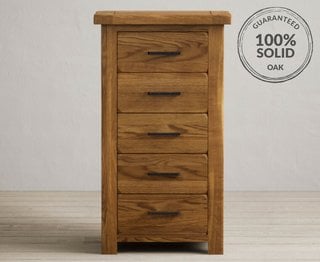 HARROGATE RUSTIC SOLID OAK 5 DRAWER CHEST - RRP £429: LOCATION - B3