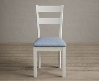 KENDAL/FAVERSHAM CHAIR FRAME SIGNAL WHITE - PAIRS - WITH BLUE PADS - RRP £180: LOCATION - B3