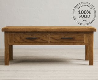 HARROGATE RUSTIC SOLID OAK 4 DRAWER STORAGE COFFEE TABLE - RRP £379: LOCATION - B3