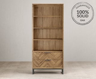 HERRINGBONE SOLID OAK TALL BOOKCASE - RRP £599: LOCATION - B3