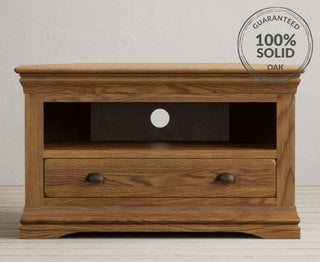 BURFORD RUSTIC SOLID OAK CORNER TV UNIT - RRP £349: LOCATION - B3