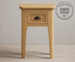 CAMBRIDGE/BYFORD/BRIDSTOW NATURAL SOLID OAK 1 DRAWER BEDSIDE TABLE - RRP £179: LOCATION - B3