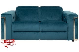 FABB FURNITURE EX-DISPLAY CORA DISPLAY 2 SEATER POWER RECLINER SOFA WITH POWER HEADREST OPULENCE TEAL 51003 - RRP £3396 (UNUSED RETAIL STOCK): LOCATION - A7