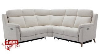 FABB FURNITURE EX-DISPLAY SIENNA DISPLAY LARGE DOUBLE POWER RECLINER CORNER GROUP WITH POWER HEADRESTS DARWIN IVORY - RRP £4396 (UNUSED RETAIL STOCK): LOCATION - A10