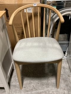 JOHN LEWIS & PARTNERS KINROSS DINING CHAIR IN OAK AND LIGHT GREY FABRIC - RRP £298: LOCATION - D3